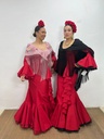 VESTIDO CASCADA ROJO  TULL ROJO Y NEGRO