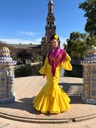 VESTIDO CASCADA AMARILLO TULL AMARILLO Y TULL NEGRO