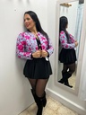 CHAQUETA TORERA CELESTE BORDADO FUCSIA