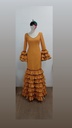 VESTIDO MARIQUILLA MOSTAZA LUNAR NEGRO , MULTIVOLANTE