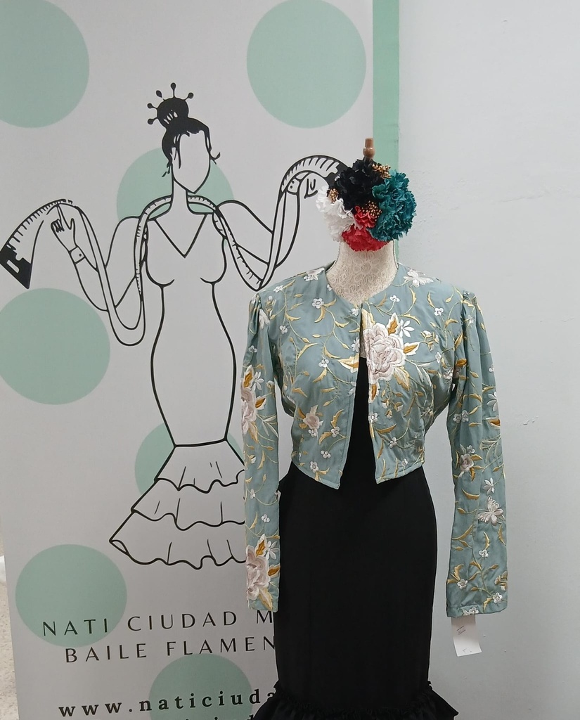 CHAQUETA VERDE JABONOSO BORDADA NEW