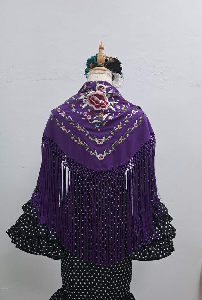 MANTÓN MALVA/MORADO (Morado, granate-rosa palo-blanco roto-verdes)