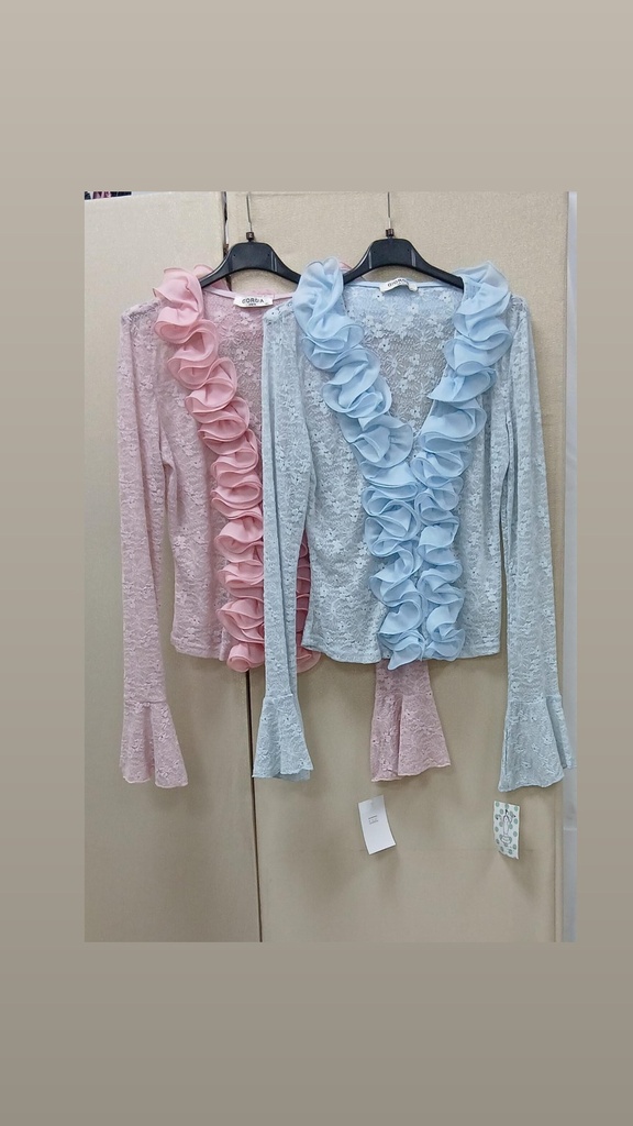 CAMISAS ENCAJE (Celeste)