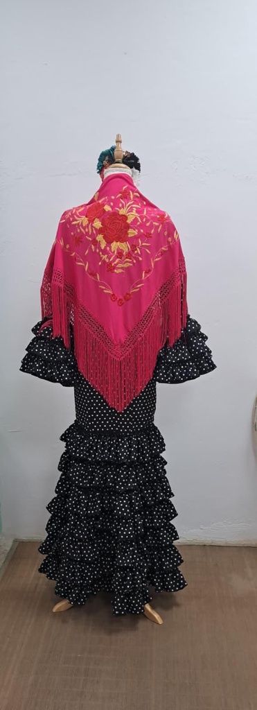 MANTÓN FUCSIA LOW COST (rojo-dorado)