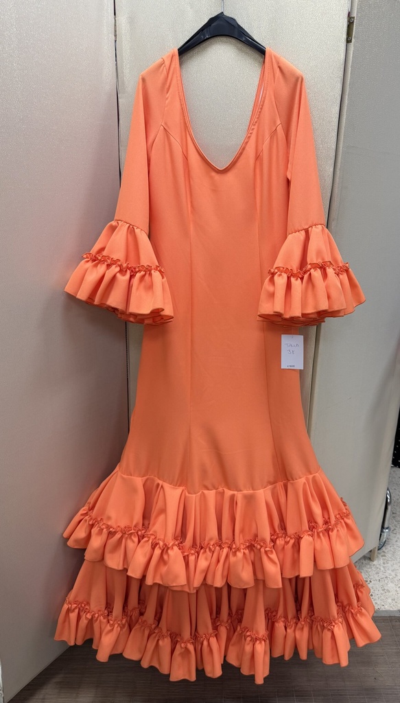 VESTIDO CANASTERO 2 VOLANTES NARANJA